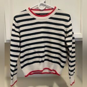 Shein black and white striped sweater with red - size small